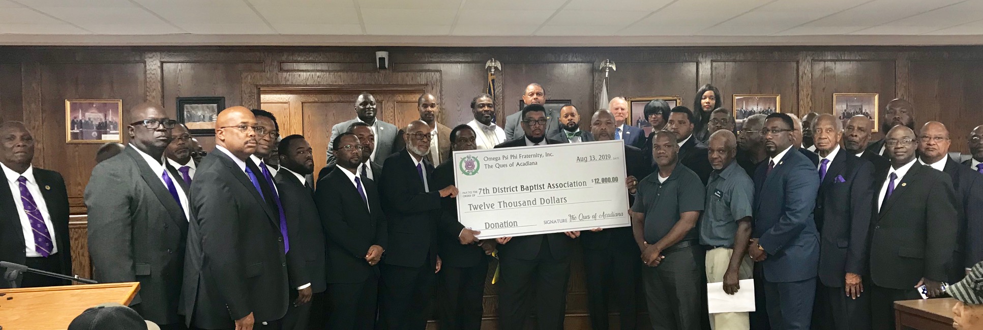 Omega Psi Phi Fraternity Presents donation for Local Churches at City