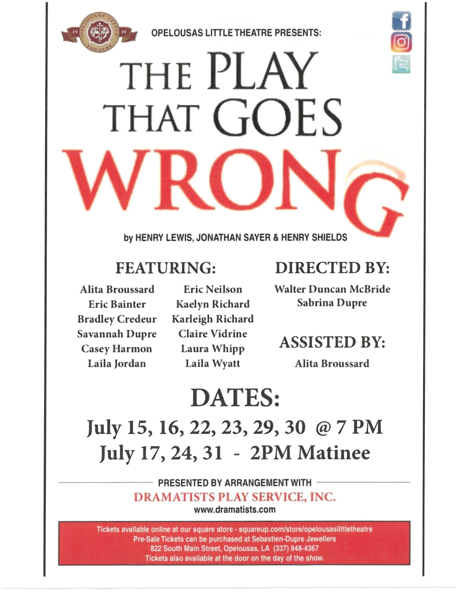 Opelousas Little Theatre Presents: The Play That Goes Wrong